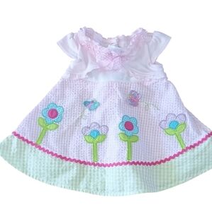 Adorable Pink Baby Dress with Floral and Butterfly Embroidery